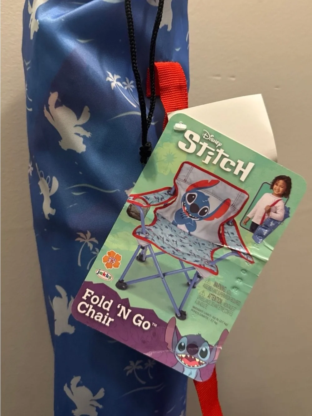 Disney Stitch Fold 'N Go Kids Chair - Blue with Red Trim
